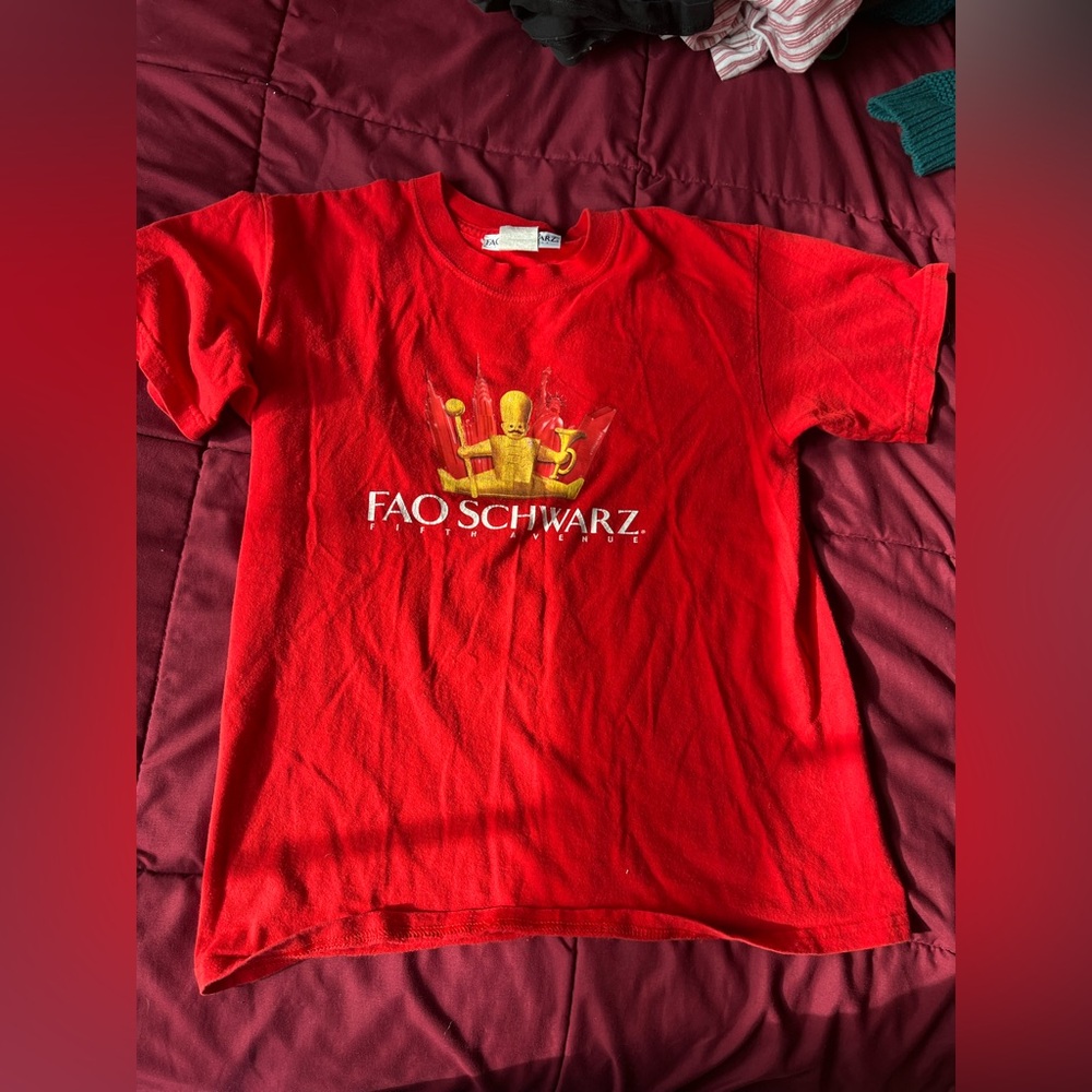 FAO Schwarz red and yellow tee from the 2000s